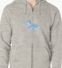 Blaues Dala-Pferd Hoodie mit Reißverschluss