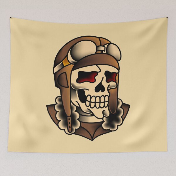 Item preview, Salty-Dog American Traditional Pilot Skull designed and sold by salty-dog.