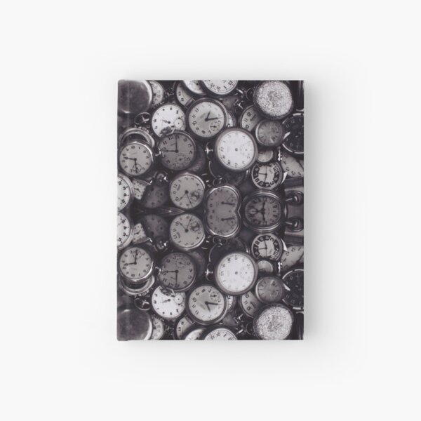 Monochrome old, antique, time, clock, pattern, abstract, dirty, design Hardcover Journal