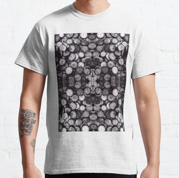 Monochrome old, antique, time, clock, pattern, abstract, dirty, design Classic T-Shirt