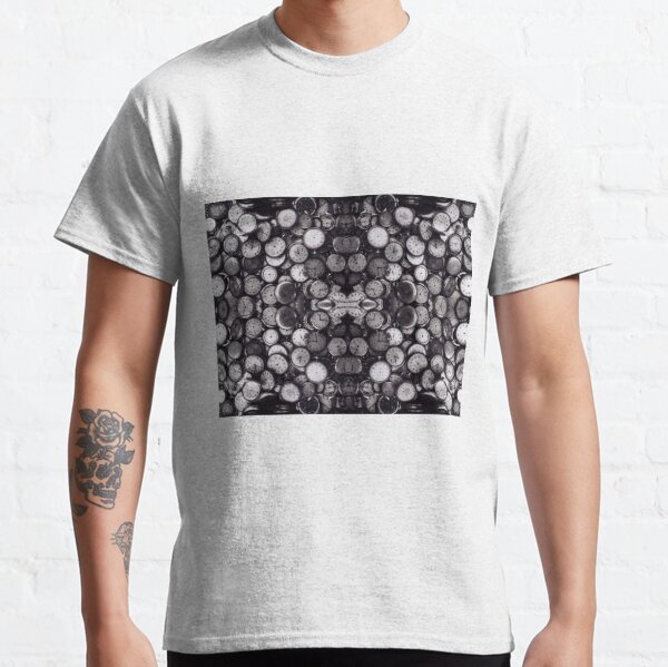 Monochrome old, antique, time, clock, pattern, abstract, dirty, design Classic T-Shirt