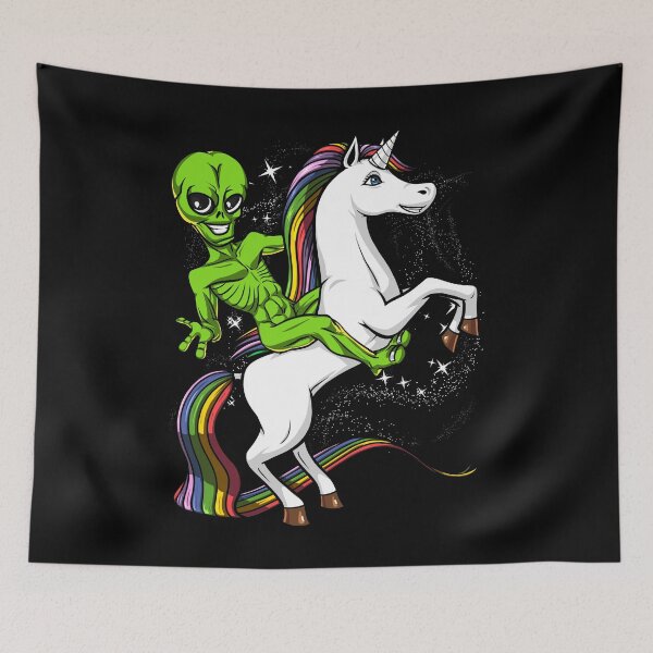 Item preview, Space Alien Riding Unicorn designed and sold by underheaven.