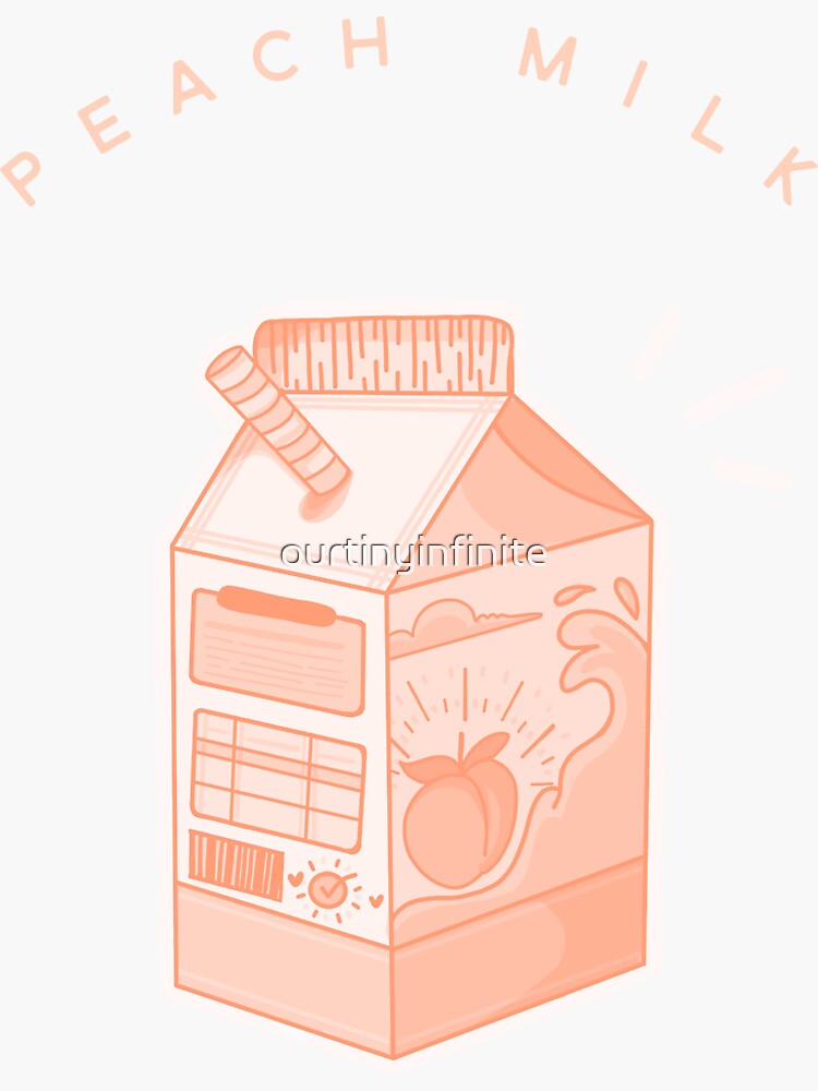 Peach Milk Milk Carton Aesthetic Sticker For Sale By