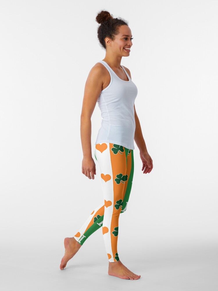 Funny Irish Shamrock Union Jack Flag St. Patrick Leggings