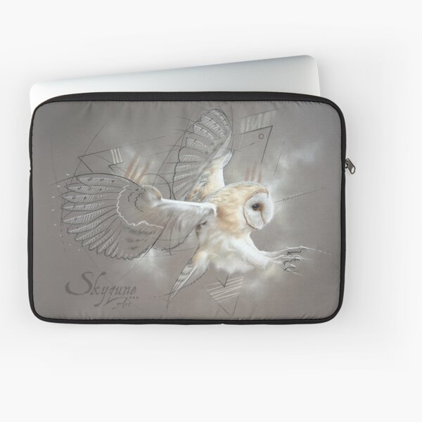 Tableau Chouette effraie en vol, animal sauvage, oiseau, art graphique Housse d'ordinateur