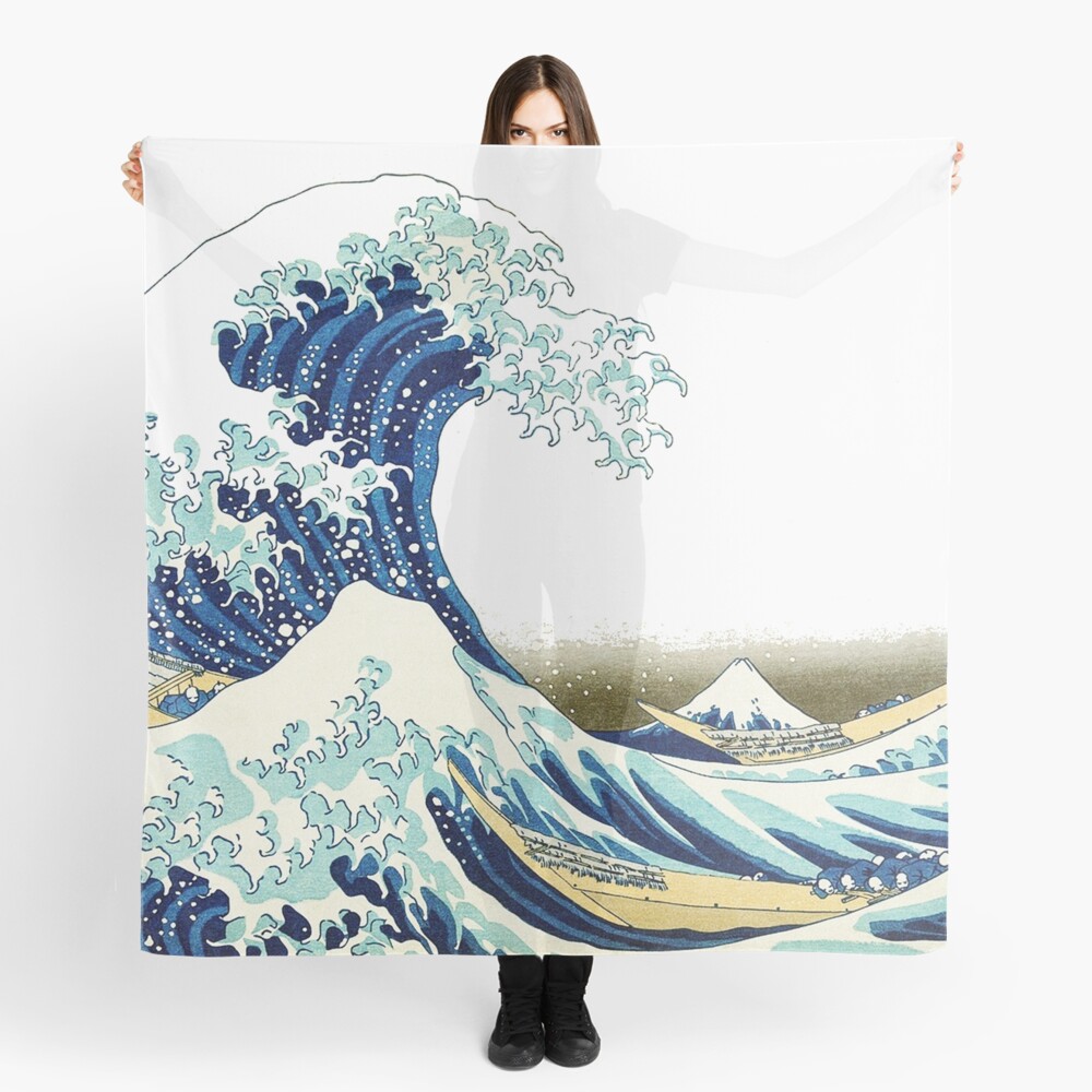 HOKUSAI. The Great Wave off Kanagawa, BRIGHTENED. Scarf
