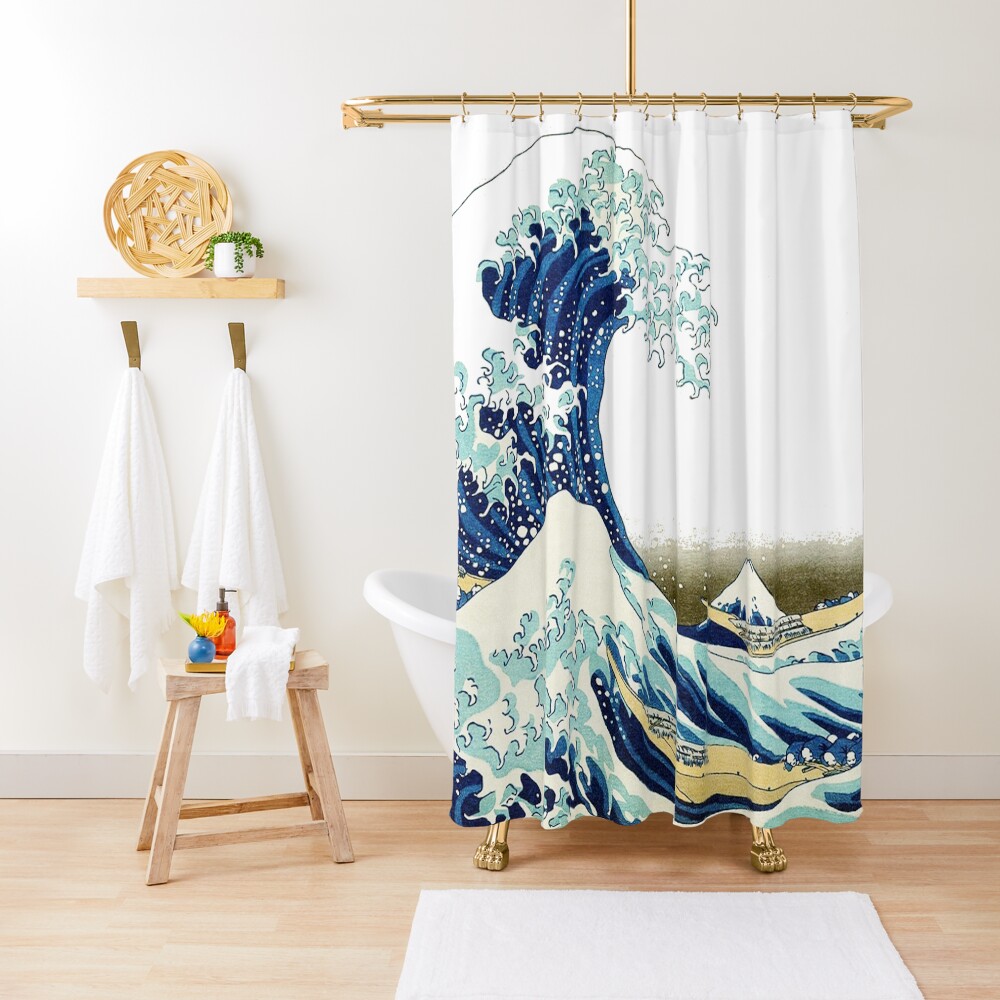 HOKUSAI. The Great Wave off Kanagawa, BRIGHTENED. Shower Curtain
