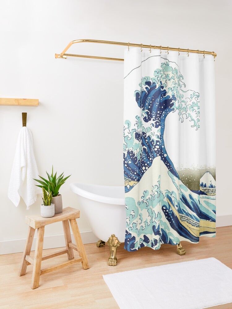 Alternate view of HOKUSAI. The Great Wave off Kanagawa, BRIGHTENED. Shower Curtain