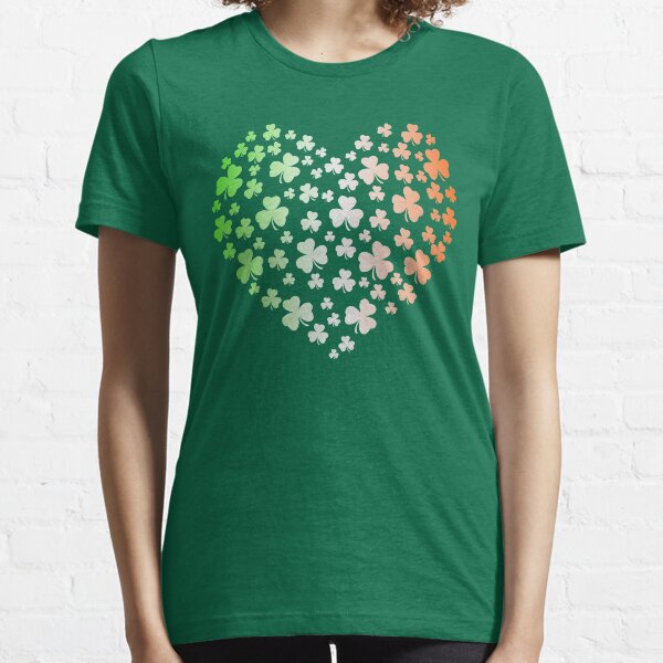 St Patrick's Day Irish Tricolour Flag Shamrock Heart Essential T-Shirt