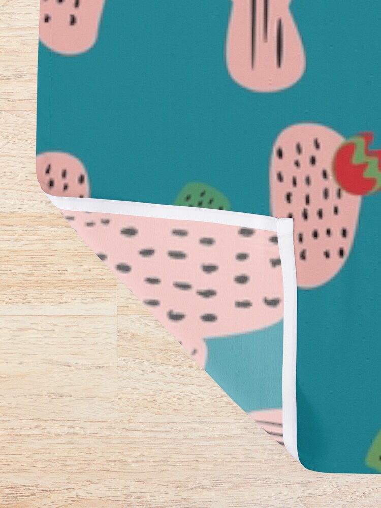 Alternate view of Mid Mod Cactus Teal Shower Curtain