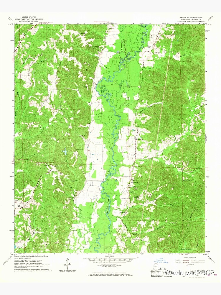 "USGS TOPO Map Mississippi MS Amory SE 335245 1966 24000" Poster by WetdryvacRBO2 Redbubble