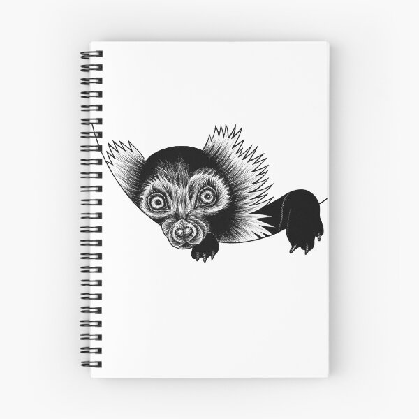 Item preview, Black and white ruffed lemur - ink illustration designed and sold by LorenDowding.