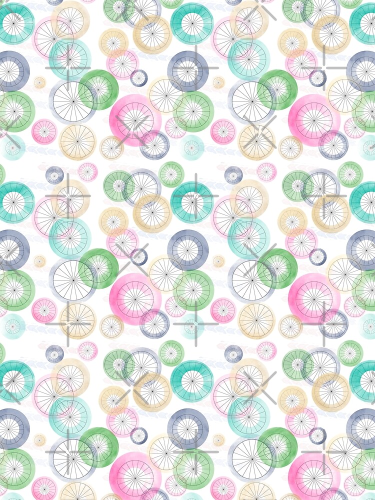 Watercolor Wheels on White by Stasiajahadi