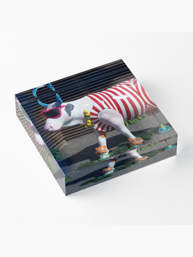 Alternate view of Painted Cow on Holiday - at Floriade Acrylic Block