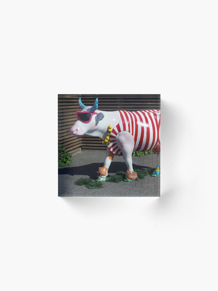 Alternate view of Painted Cow on Holiday - at Floriade Acrylic Block