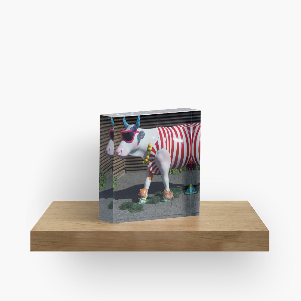 Painted Cow on Holiday - at Floriade Acrylic Block