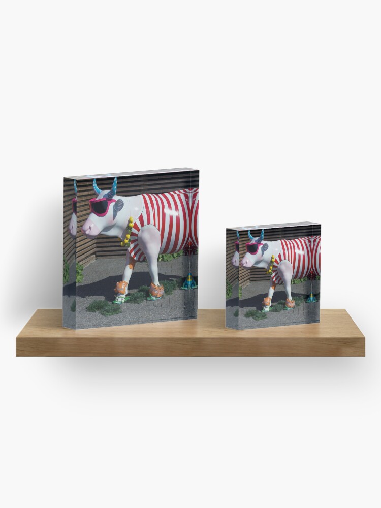 Alternate view of Painted Cow on Holiday - at Floriade Acrylic Block