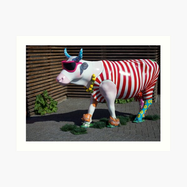 Painted Cow on Holiday - at Floriade Art Print