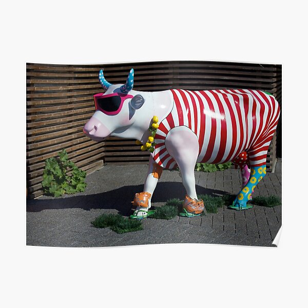 Painted Cow on Holiday - at Floriade Poster