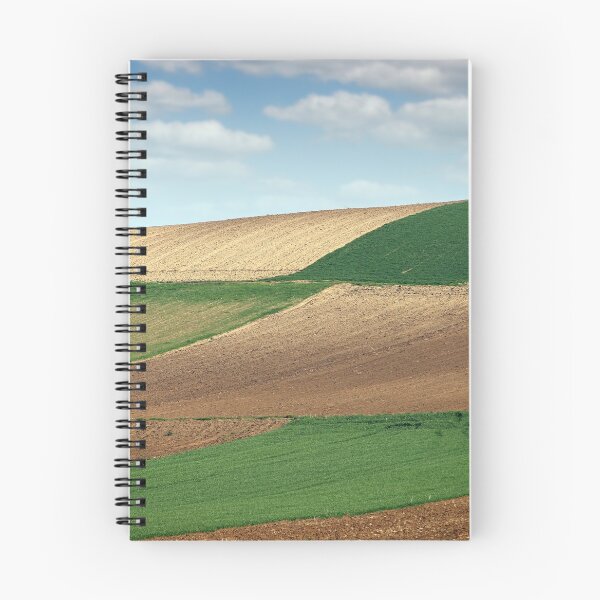 Item preview, plowed and green wheat field on hill landscape  designed and sold by goceris.