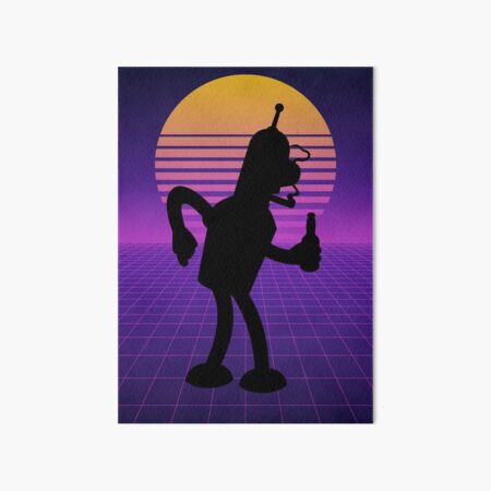 Item preview, Retro Synthwave Bender B Rodriguez Silhouette Poster designed and sold by Gemini-Phoenix.