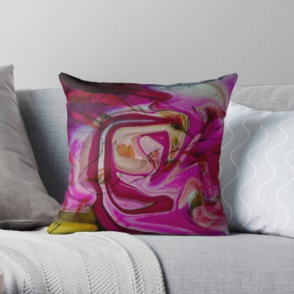 swirling pink abstract shapes Throw Pillow