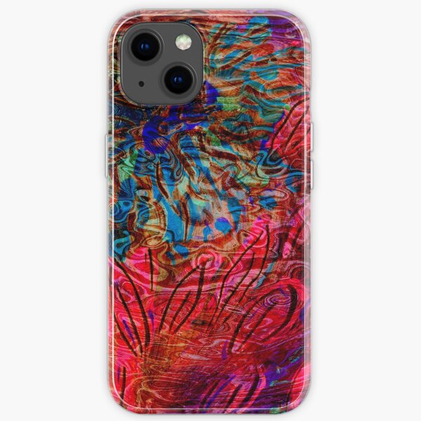 underwater blue flower art abstract iPhone Soft Case