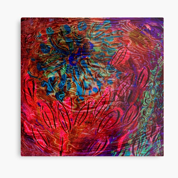 underwater blue flower art abstract Metal Print