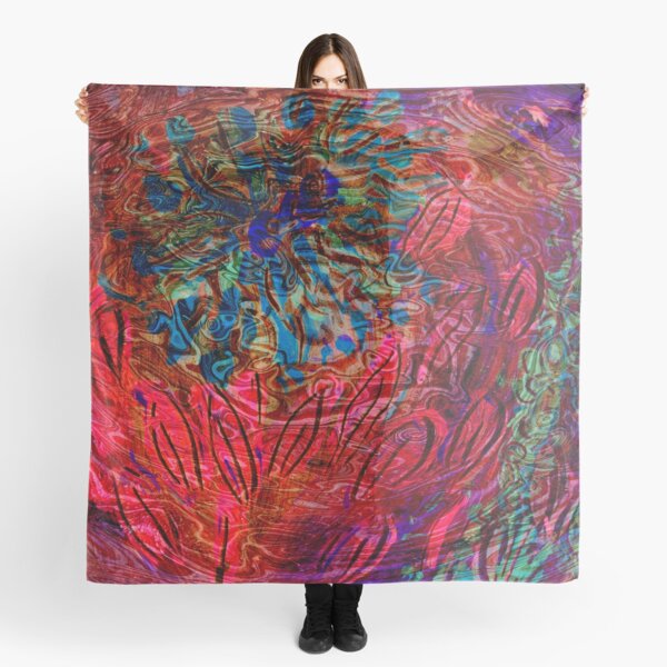 underwater blue flower art abstract Scarf
