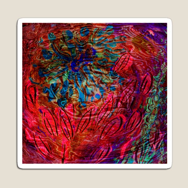 underwater blue flower art abstract Magnet