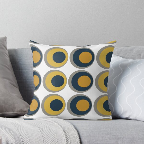 Item preview, Double Dots Retro Pattern in Light and Dark Mustard Yellow, Navy Blue, Grey, and White designed and sold by kierkegaard.