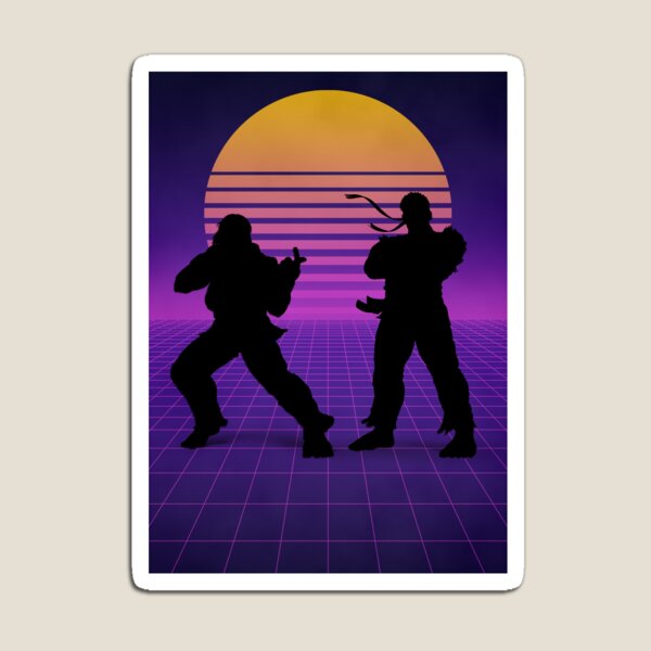 Item preview, Retro Synthwave Ken Vs Ryu Character Poster designed and sold by Gemini-Phoenix.