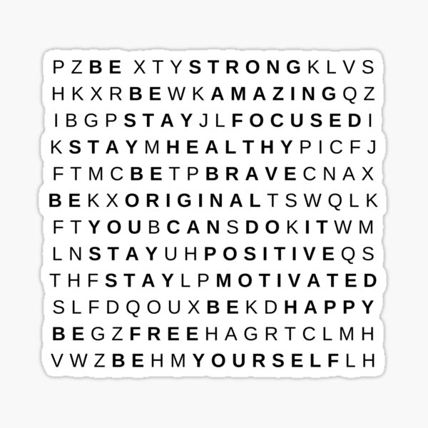 Be Yourself Word Puzzle by Silvana Arias Sticker