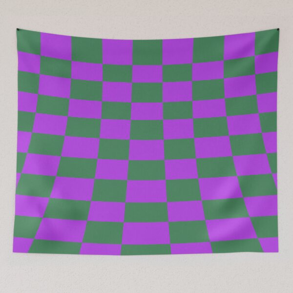 Item preview, Warped perspective coloured checker board effect grid purple and green designed and sold by Graphics By Craig.