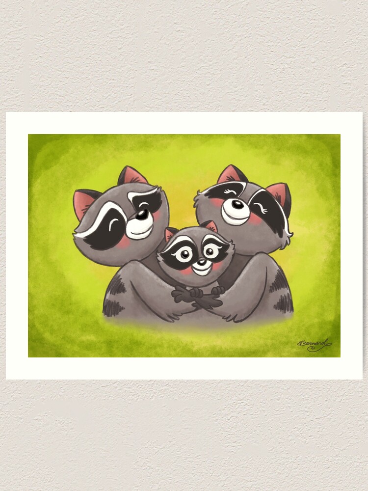 Alternate view of Raccoon Family! Art Print
