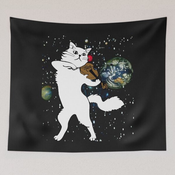 Item preview, Cat Playing Fiddle in Space designed and sold by DonnaPeaches.