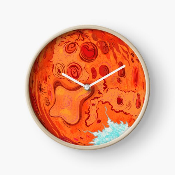 Mars Digital Art Illustration Clock