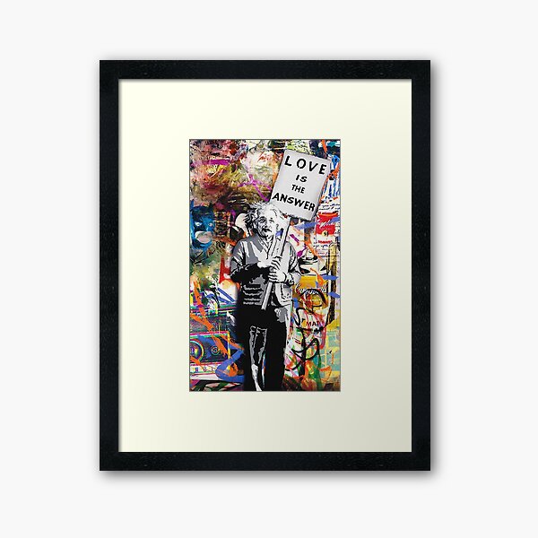 Banksy Albert Einstein Love Is The Answer Graffiti Vibe Framed Art Print