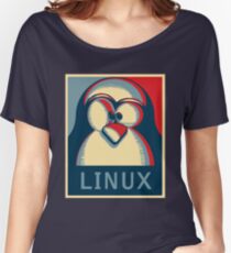 Linux tux penguin obama poster logo Women's Relaxed Fit T-Shirt