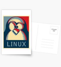 Linux tux penguin obama poster logo Postcards