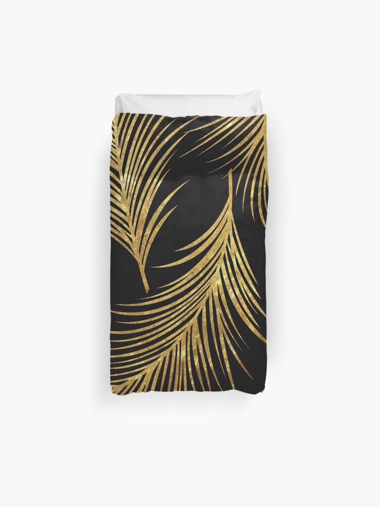 Feather Gold Black Glitter Glam Feathers Pattern Modern Trendy
