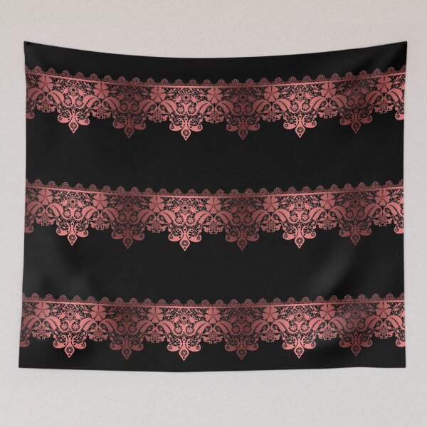 Item preview, Red lace on black #vintage #pink lace  #satin lace #vintage chic designed and sold by fuzzyfox.