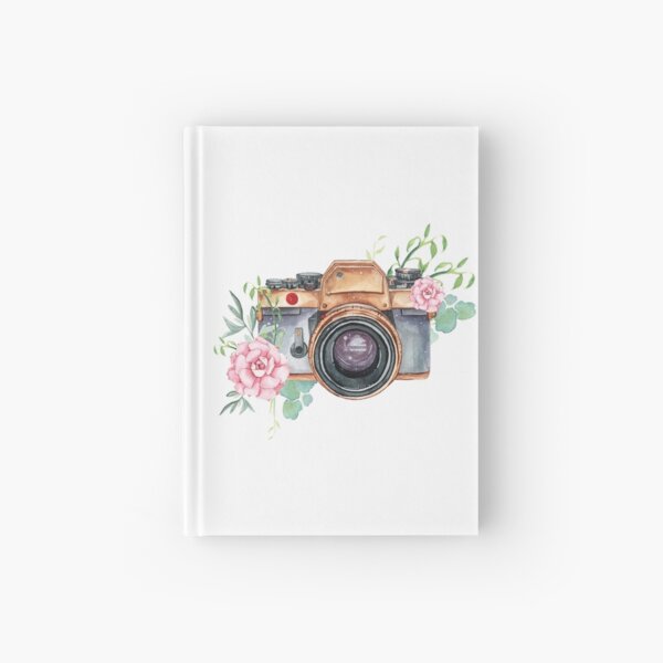 Watercolor camera, watercolor flowers, photographer gift, photography, camera, flowers Hardcover Journal