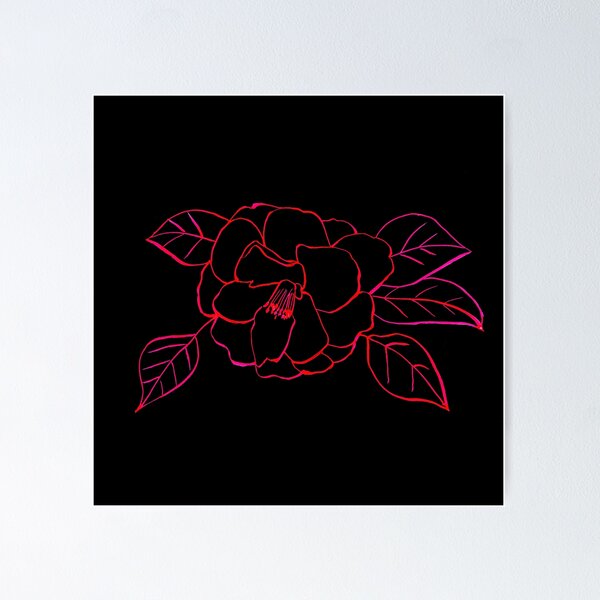 Item preview, Rose Line Drawing Illustration with black Background designed and sold by Sandra Connelly.