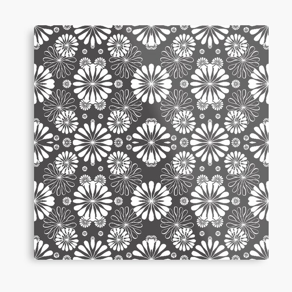 Monochrome #pattern #abstract #decoration #illustration flower art textile design vector element ornate tile textured seamless Metal Print