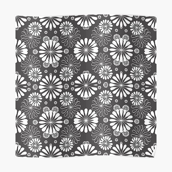 Monochrome #pattern #abstract #decoration #illustration flower art textile design vector element ornate tile textured seamless Poster