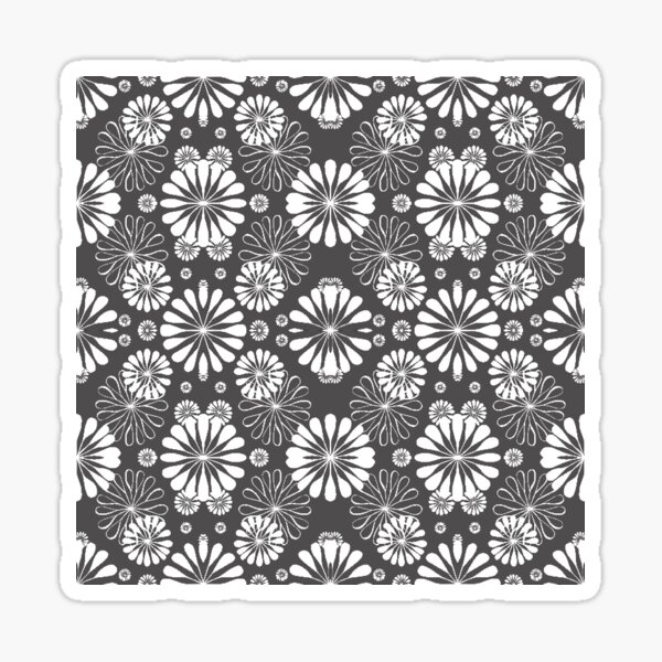 Monochrome #pattern #abstract #decoration #illustration flower art textile design vector element ornate tile textured seamless Sticker