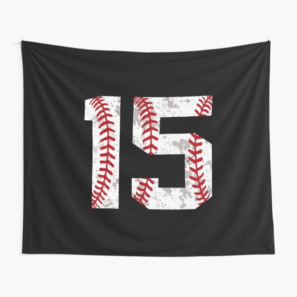 Retro Vintage Baseball Number 15 Softball Mom Birthday Fifteen Tapestry