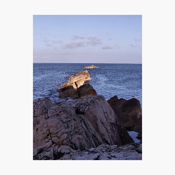 here the sea is divided... and the earth has beginning Photographic Print