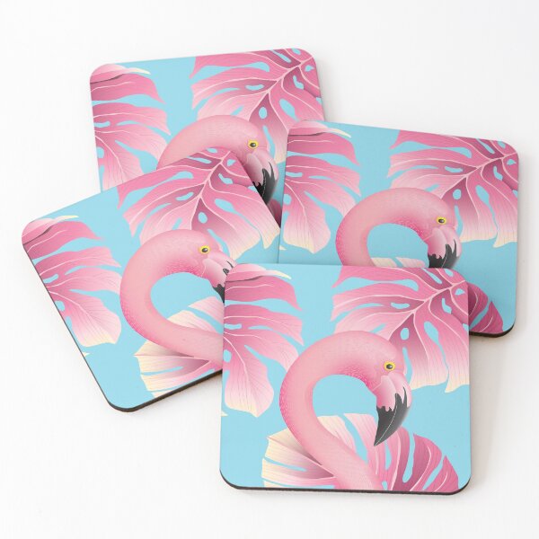 Item preview, Beautiful Flamingo With Tropical Leafs designed and sold by FotoArtist.
